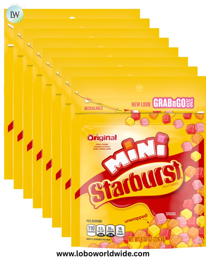 STARBURST Fruit Chews Candy - Minis, 8oz (Pack of 8) - Delicious STARBURST, Bulk Mini Candy, Bulk Box