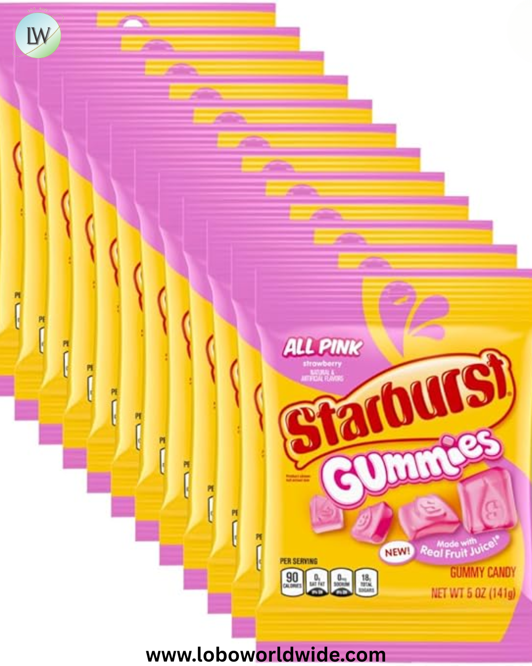 STARBURST Gummies, 5 oz Bag, Pink Snacks, Individually Wrapped Candy Bag (Pack of 12)