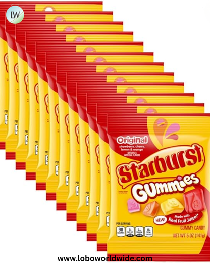 STARBURST Gummies, 5 oz Bag, Pink Snacks, Individually Wrapped Candy Bag (Pack of 12)