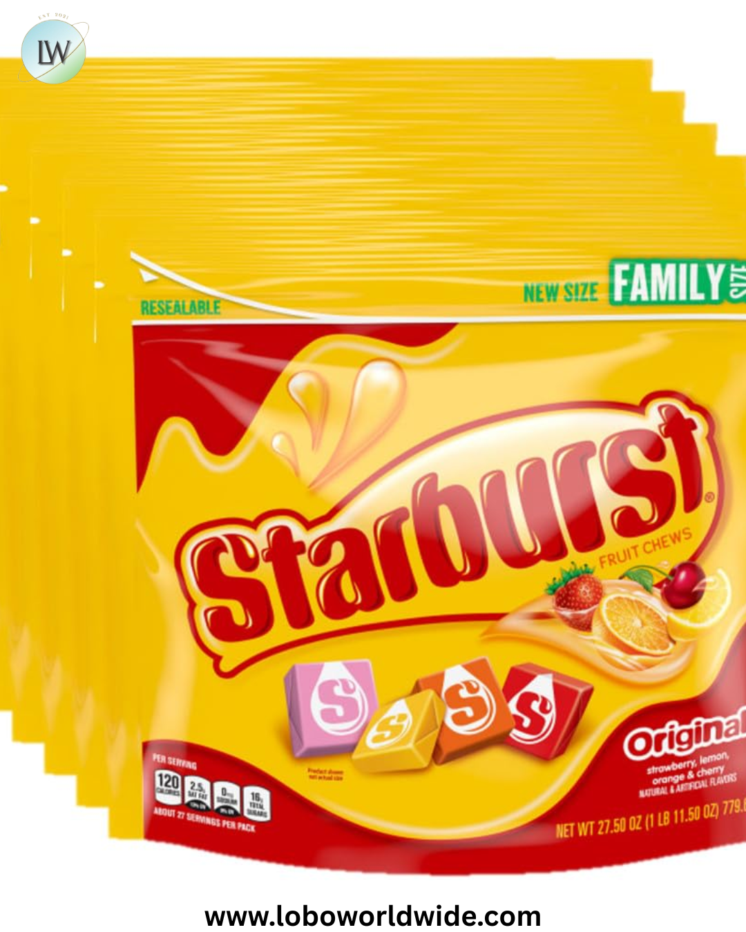 STARBURST Original Full Size Fruit Chews Candy Bulk, Chewy Candy for Parties, 2.07 oz (36 Single Packs)