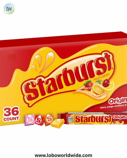 STARBURST Original Full Size Fruit Chews Candy Bulk, Chewy Candy for Parties, 2.07 oz (36 Single Packs)