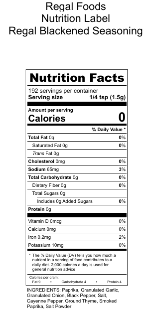 Regal Blackened Seasoning (Various Sizes)