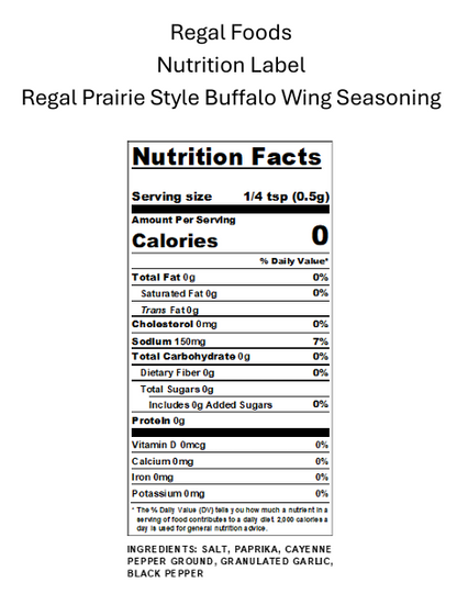 Regal Prairie Style Buffalo Wing Seasoning - (Various Sizes)