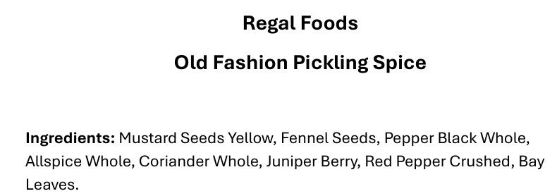 Regal Old Fashion Pickling Spice (Various Sizes)