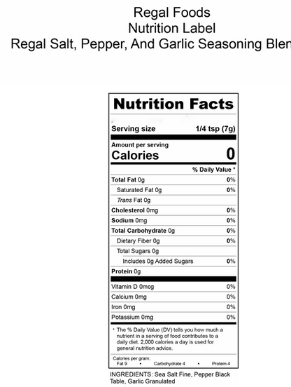 Regal Salt, Pepper, and Garlic Seasoning Blend - 9 oz.