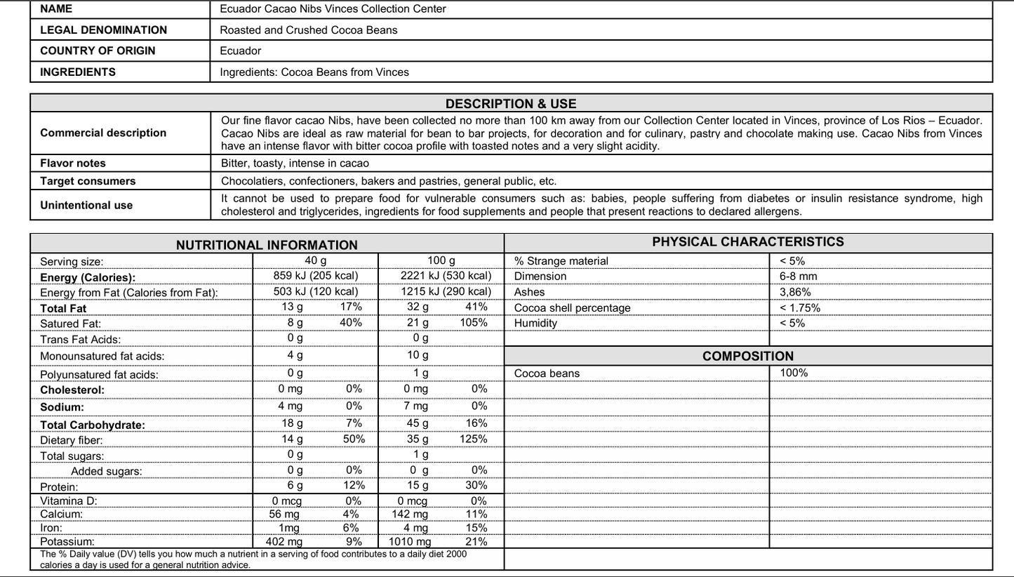 Republica del Cacao Vinces Cacao Nibs 2.2 lb.