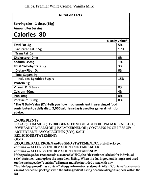 Hershey's Premier White Creme Baking Chips Resealable Bag, 1M, 5 lb.