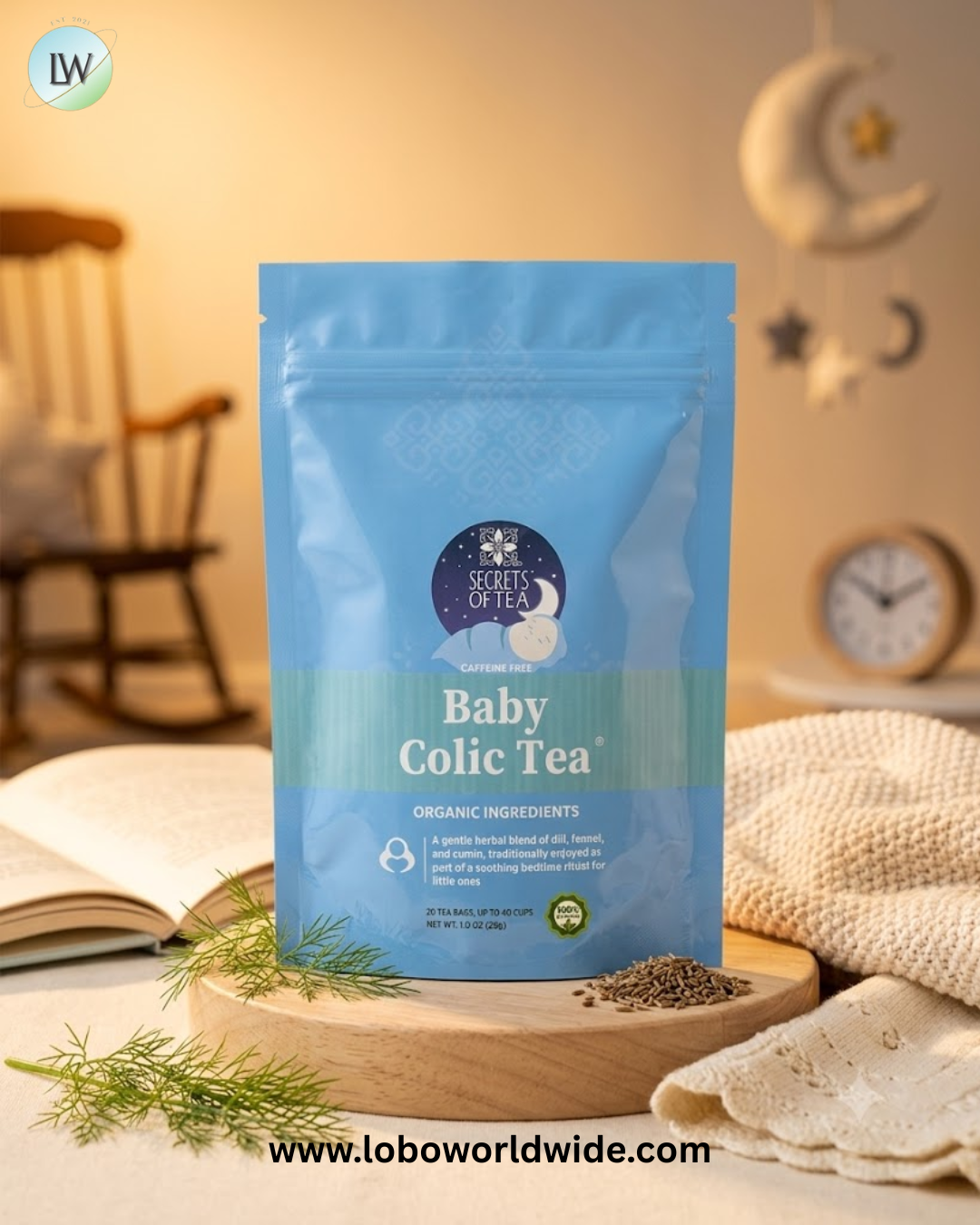 Secrets of Tea, Organic Baby Colic Tea®, Caffeine Free, 20 Unbleached Tea Bags, 1 oz (28 g)