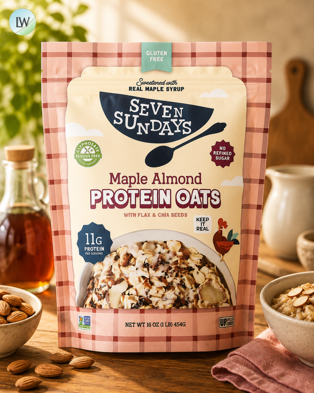 Seven Sundays, Protein Oats With Flax & Chia, Maple Almond, 16 oz (454 g)