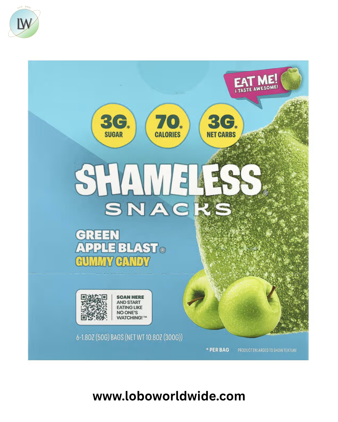 Shameless Snacks, Gummy Candy, 6 Bags, 1.8 oz (50 g) Each
