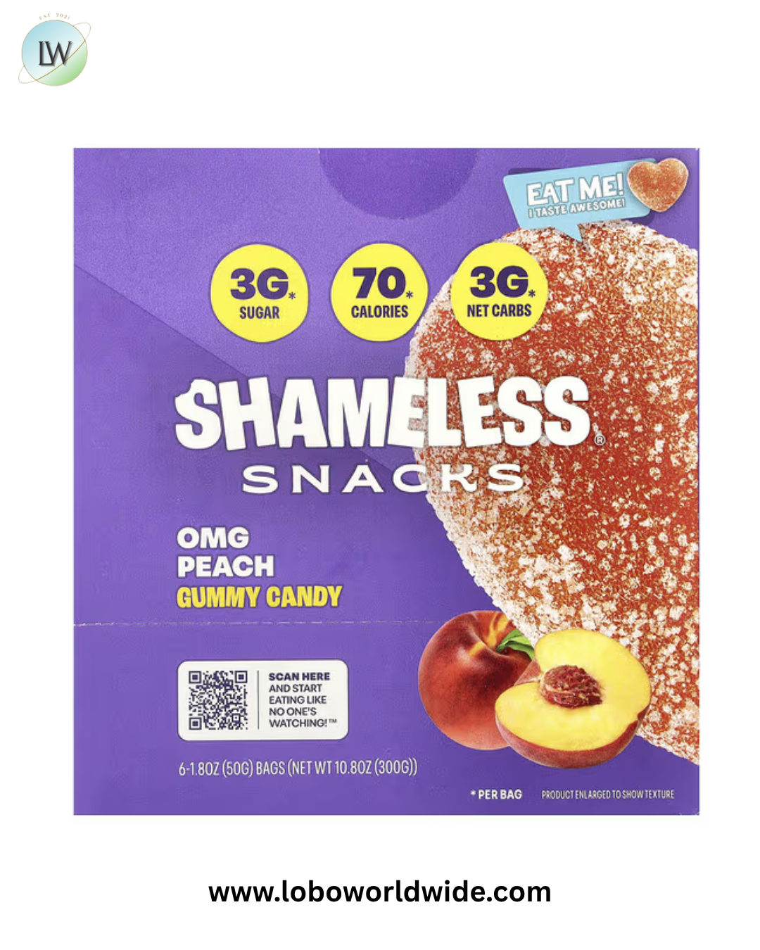Shameless Snacks, Gummy Candy, 6 Bags, 1.8 oz (50 g) Each