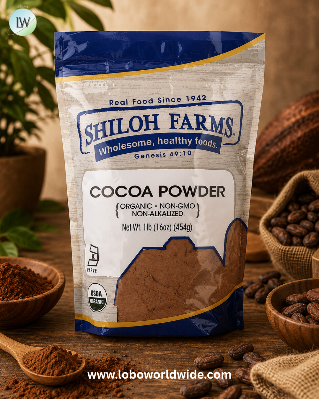 Shiloh Farms, Organic Cocoa Powder, 16 oz (454 g)
