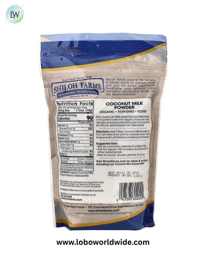 Shiloh Farms, Organic Coconut Milk Powder, 12 oz (340 g)