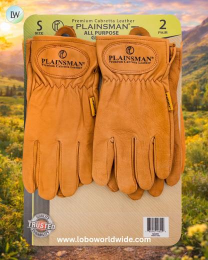 Plainsman Premium Cabretta Brown Leather Gloves 2 Pairs