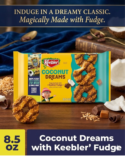 Keebler Coconut Dreams, Coconut and Caramel Cookies Coated in Keebler Fudge, 8.5 oz