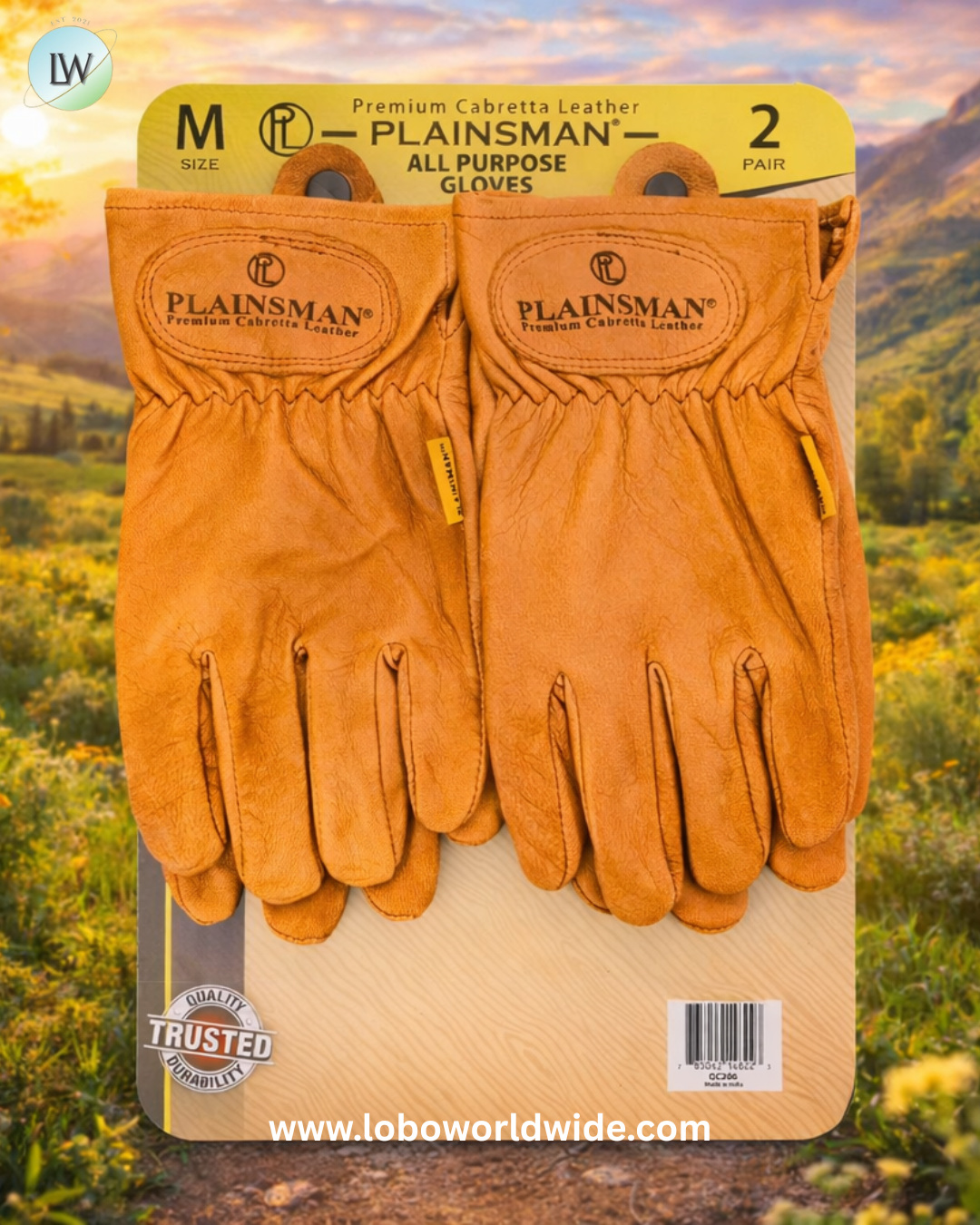 Plainsman Premium Cabretta Brown Leather Gloves 2 Pairs