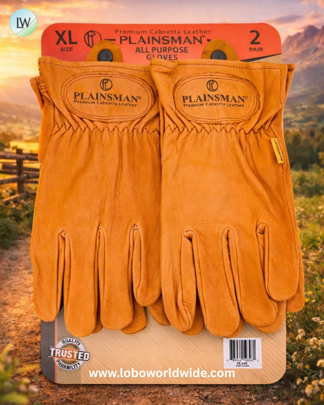 Plainsman Premium Cabretta Brown Leather Gloves 2 Pairs