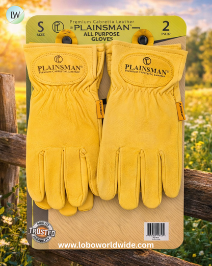Plainsman Premium Cabretta Tan Leather Gloves, 2 Pairs