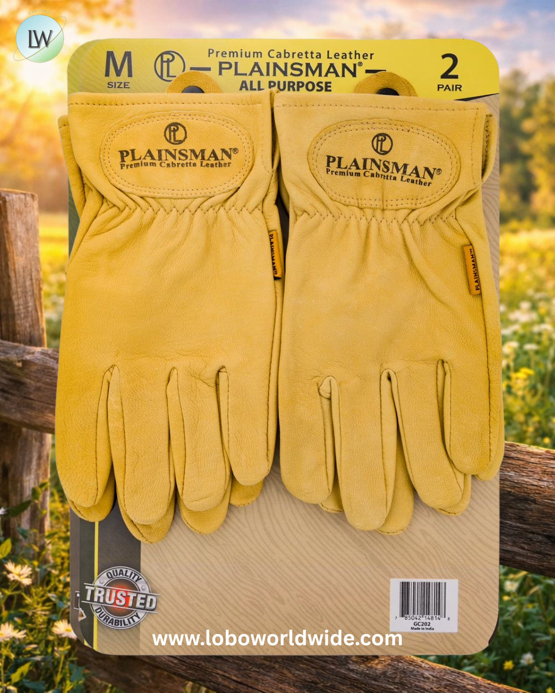 Plainsman Premium Cabretta Tan Leather Gloves, 2 Pairs