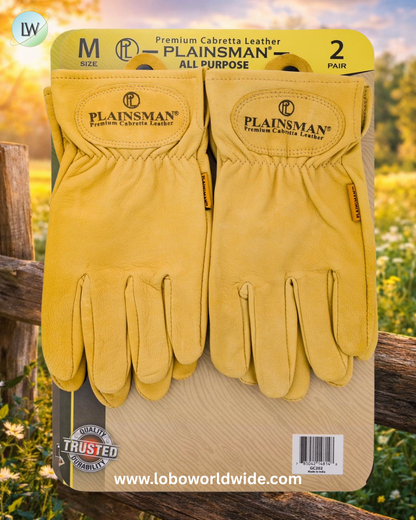 Plainsman Premium Cabretta Tan Leather Gloves, 2 Pairs