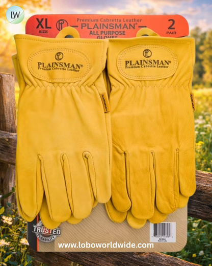 Plainsman Premium Cabretta Tan Leather Gloves, 2 Pairs