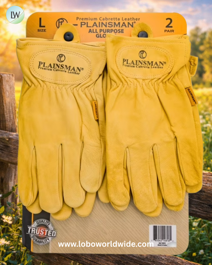 Plainsman Premium Cabretta Tan Leather Gloves, 2 Pairs
