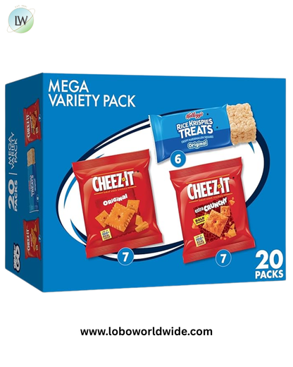 Kellogg's Cheez-It, Pringles & Rice Krispies Treats Snacks Mega Variety Pack, 30.1oz Box (30 Count)