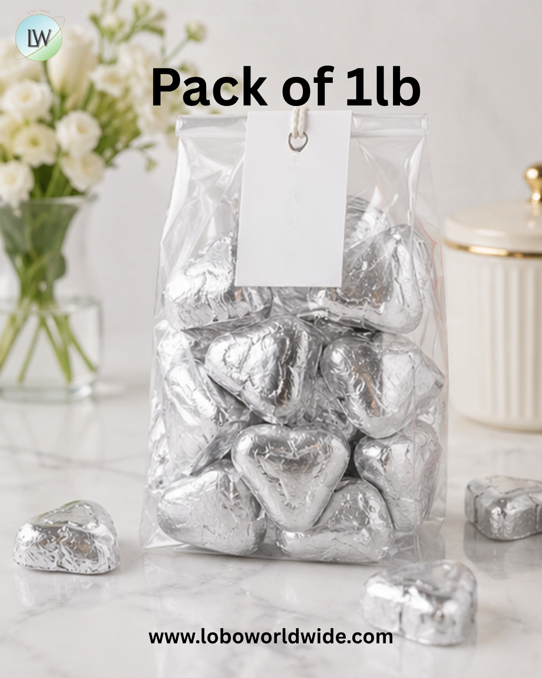Silver Mini Chocolate Hearts