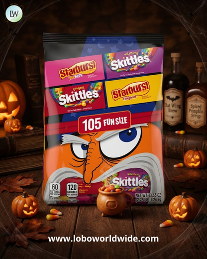 Skittles & Starburst Halloween Candy Fun Size Variety Pack, 43.65 oz. (105 Pcs.)