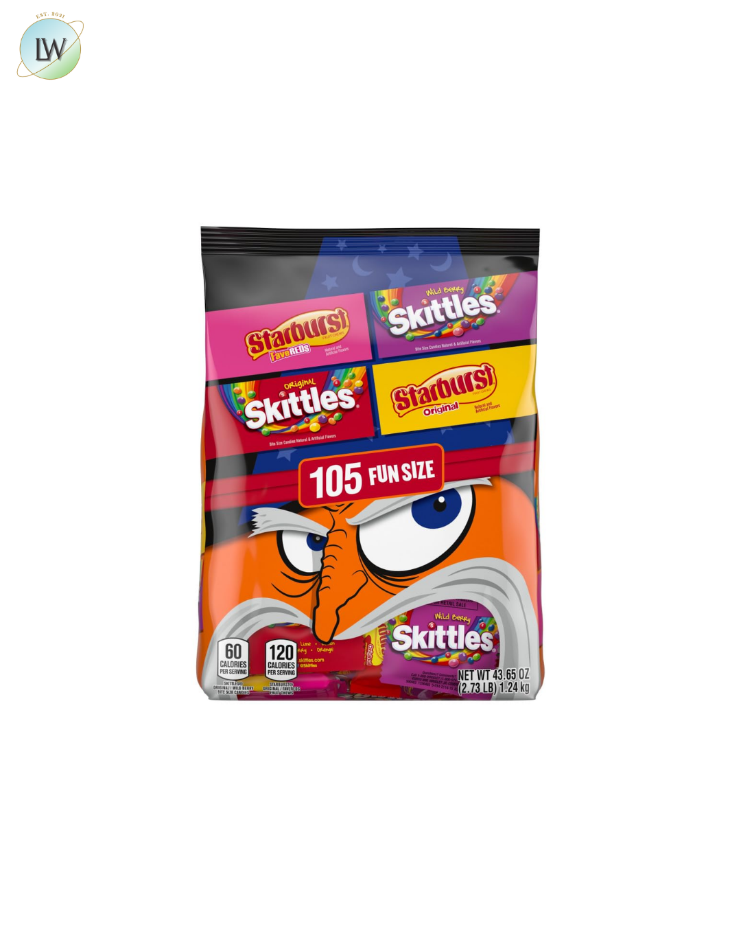 Skittles & Starburst Halloween Candy Fun Size Variety Pack, 43.65 oz. (105 Pcs.)
