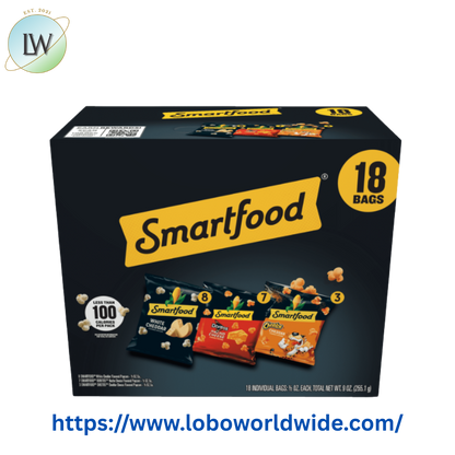 Smartfood Flavored Popcorn 3 Flavor Variety Pack Snack Chips, 0.5 oz Bags, 18 Count Multipack