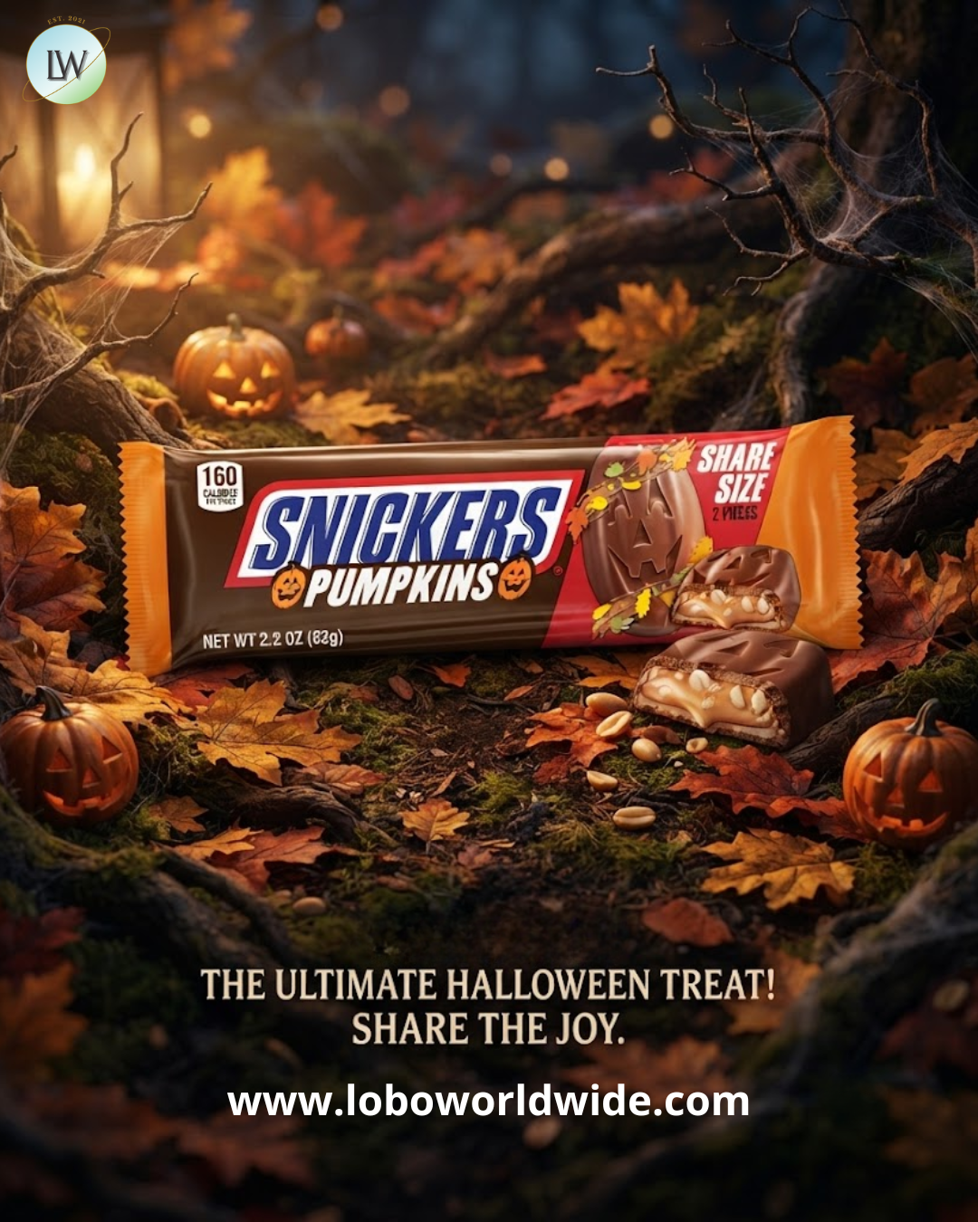 Snickers Pumpkins Chocolate Halloween Candy Bars, 2.2 oz.