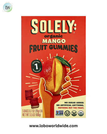 Solely, Organic Fruit Gummies, 5 Bags, 0.7 oz (20 g) Each