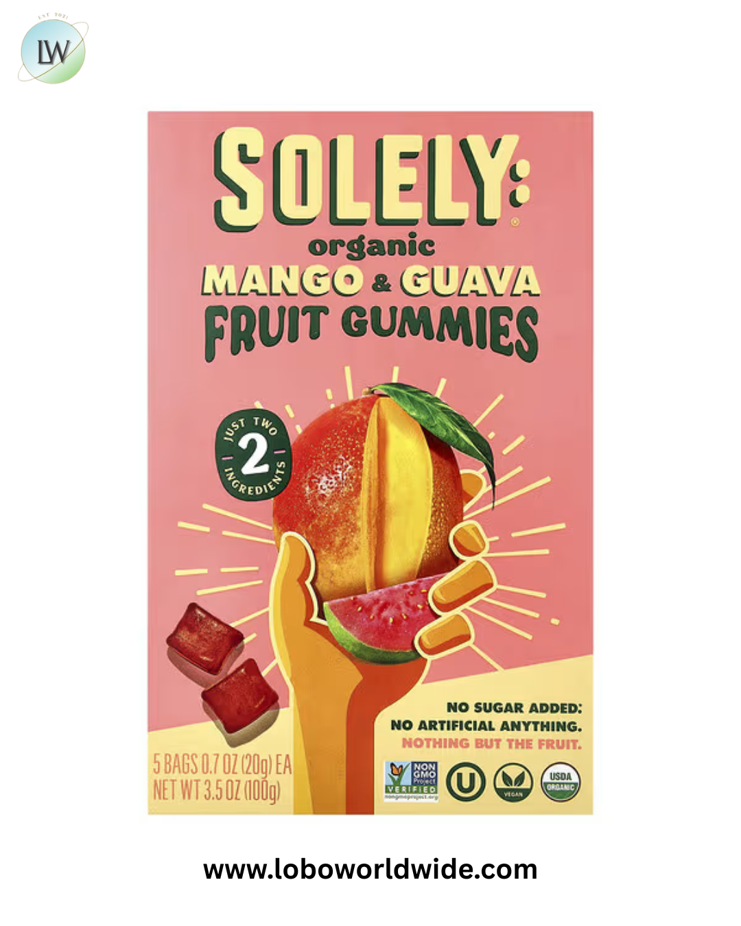 Solely, Organic Fruit Gummies, 5 Bags, 0.7 oz (20 g) Each