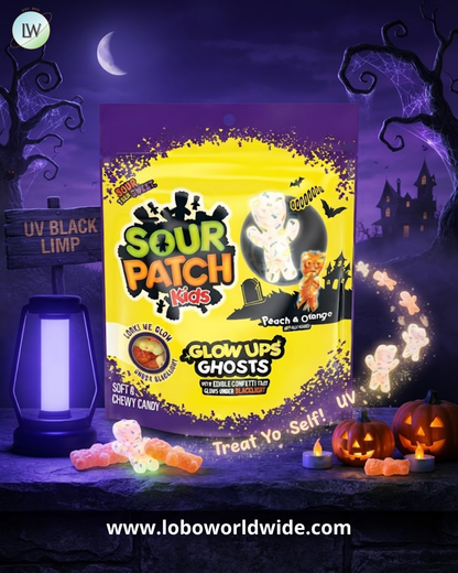 Sour Patch Kids Glow Ups Ghosts Gummy Candy, 8.37 oz.