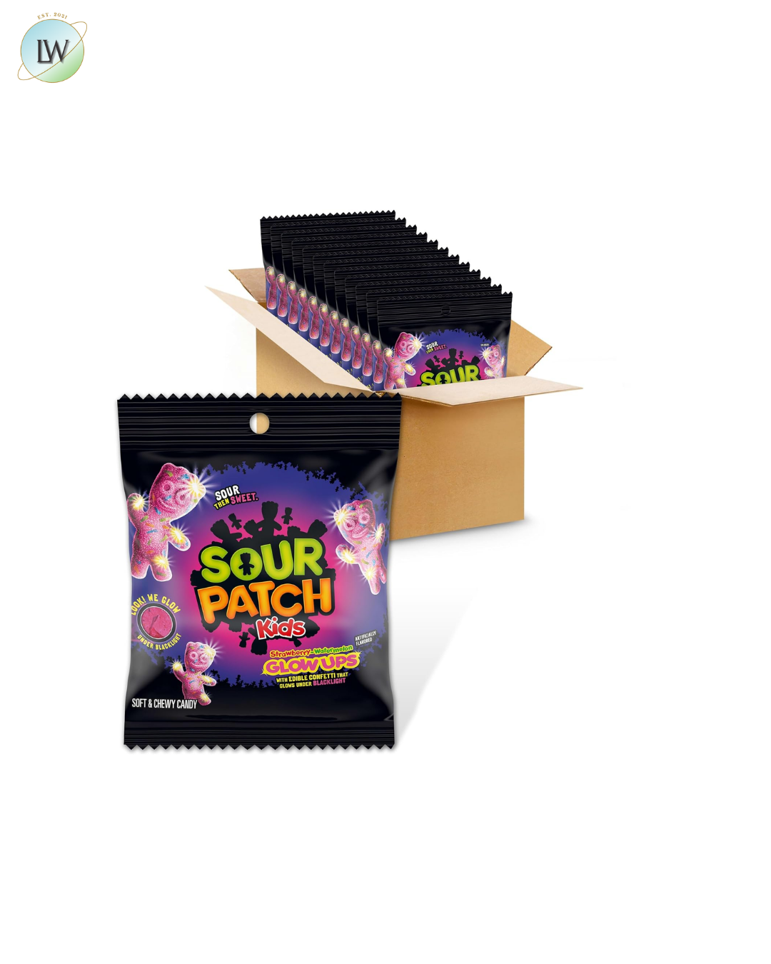 Sour Patch Kids Glow Ups Gummies, Strawberry-Watermelon, 3.08 oz, 12 ct.