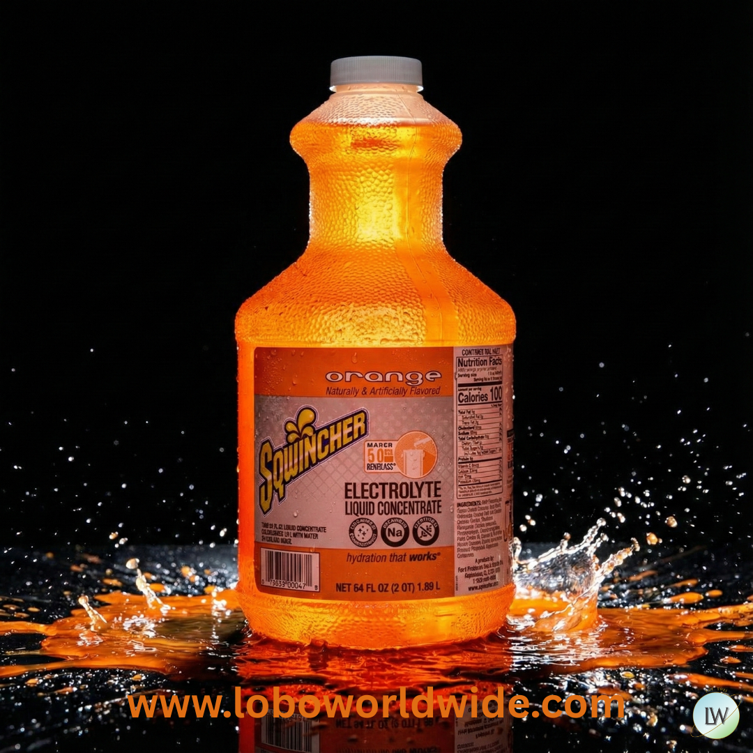 Sqwincher Liquid Concentrate, Yields 5-Gallon, "No Stir Formula", Orange, 64-Ounce