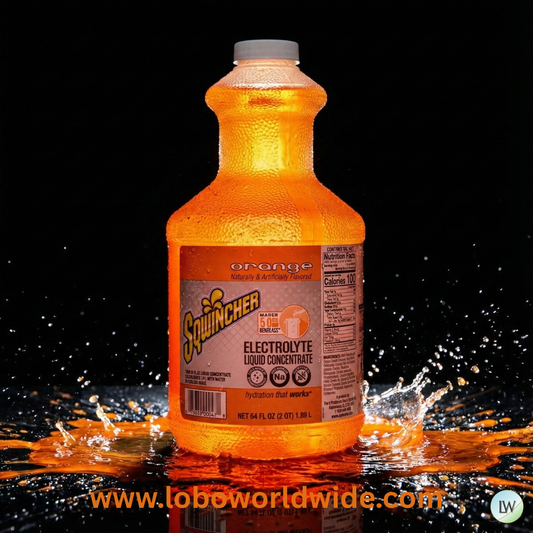 Sqwincher Liquid Concentrate, Yields 5-Gallon, "No Stir Formula", Orange, 64-Ounce