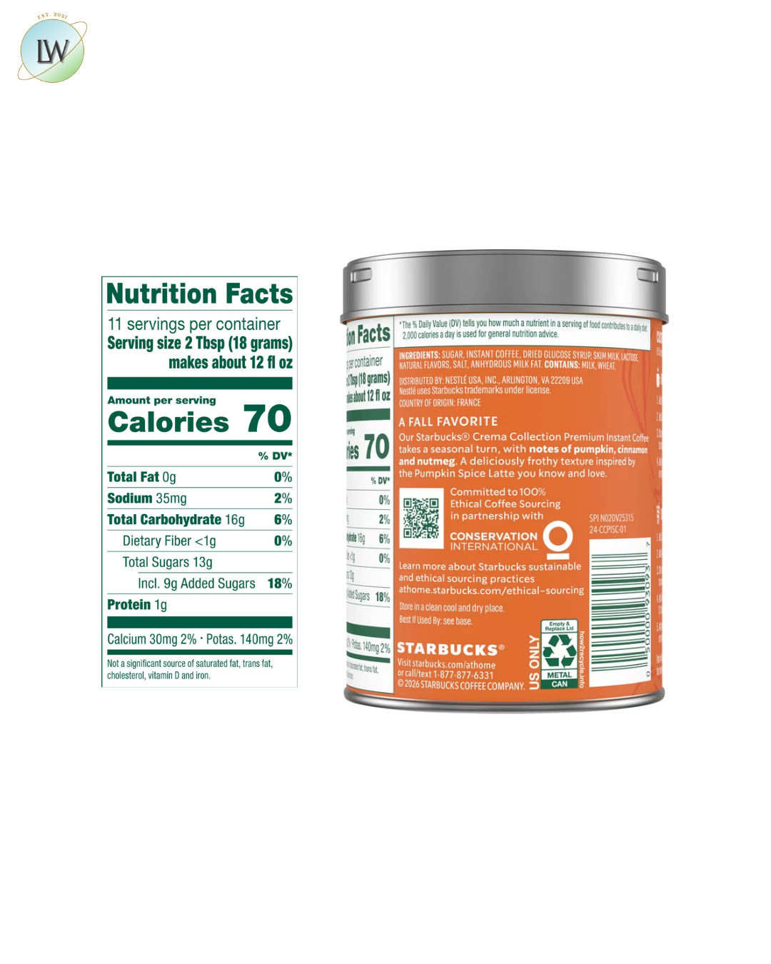Starbucks Instant Coffee Crema Collection, Pumpkin Spice, 7.12 oz.