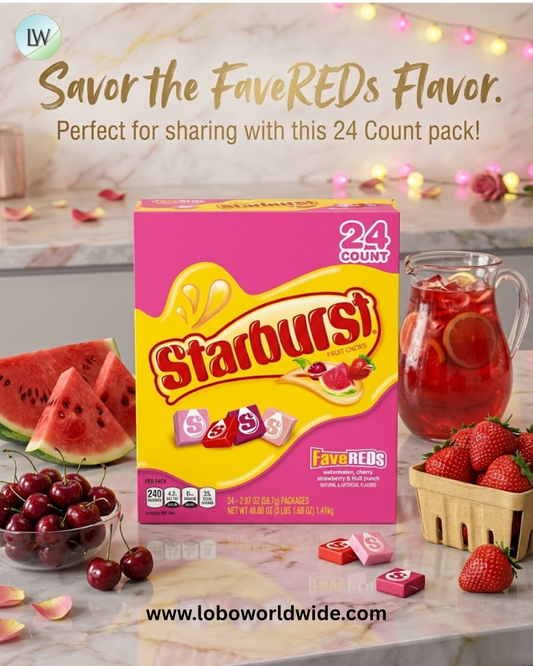 Starburst FaveREDs Chewy Candy, Full Size, 2.07 oz, 24-count