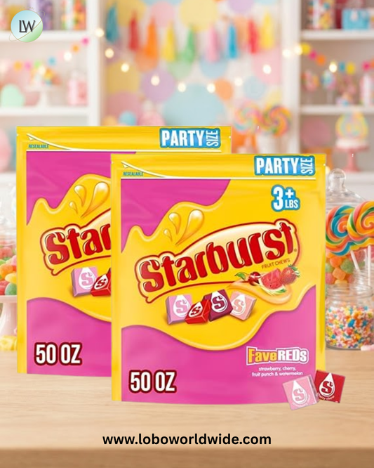 Starburst, FaveREDS Fruit Chews Candy Party Size Bag, 50 oz (Pack of 2)