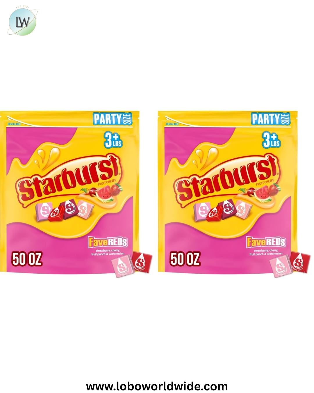 Starburst, FaveREDS Fruit Chews Candy Party Size Bag, 50 oz (Pack of 2)