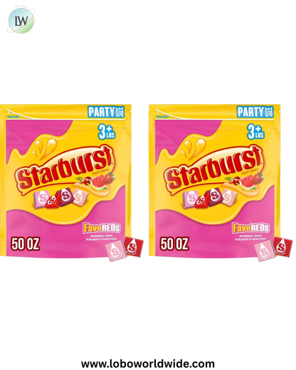 Starburst, FaveREDS Fruit Chews Candy Party Size Bag, 50 oz (Pack of 2)