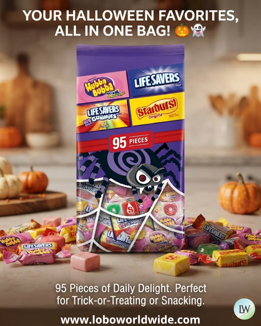 Starburst, Life Savers, Hubba Bubba, Life Savers Halloween Gummies Mix, 16.61 oz. (95 Pcs.)