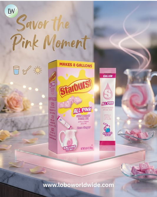 Starburst Zero Sugar Gallons-to-Go Powdered Drink Mix, All Pink Strawberry, 8 Count Gallon Pitcher Packets