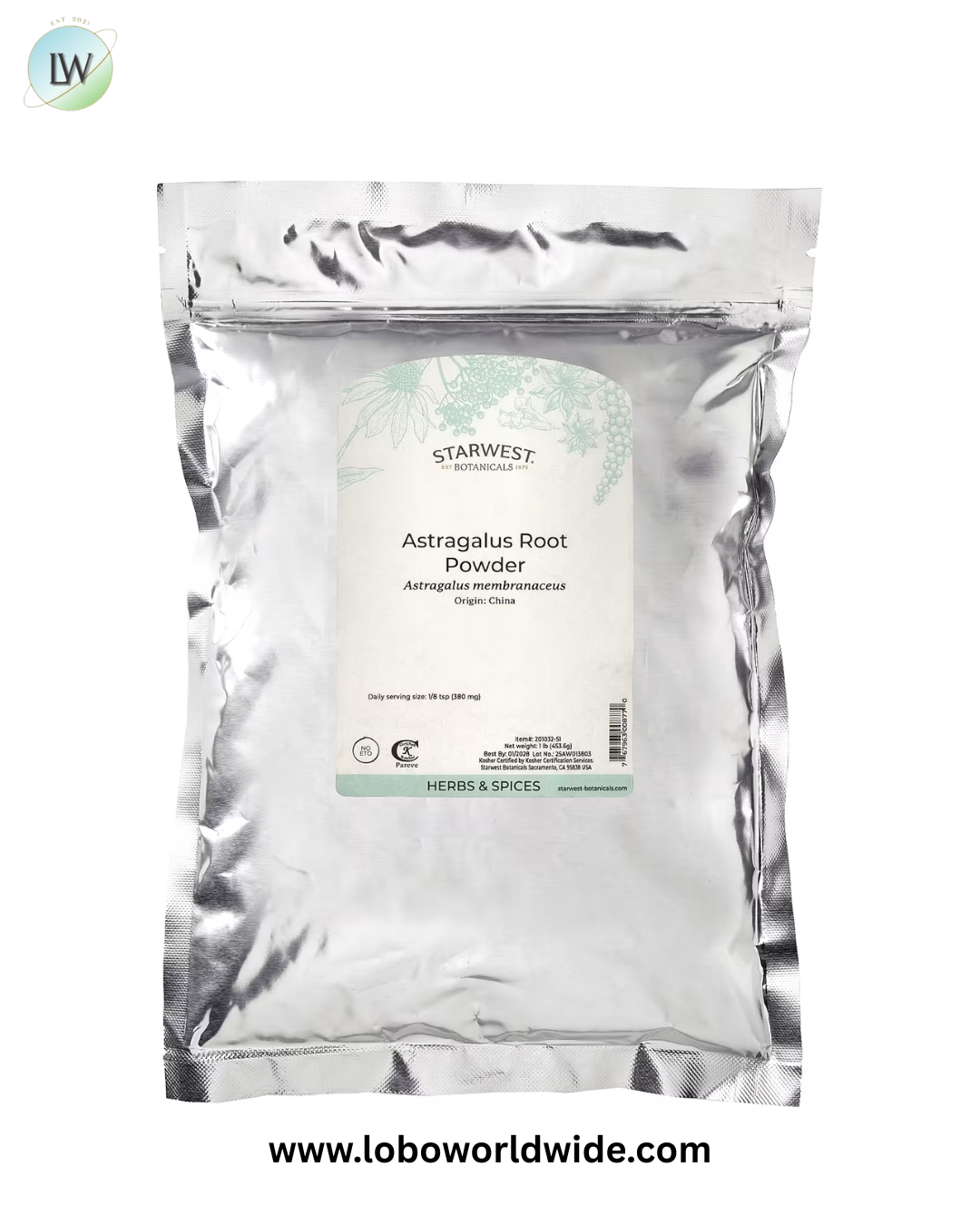 Starwest Botanicals, Astragalus Root Powder, 1 lb (453.6 g)
