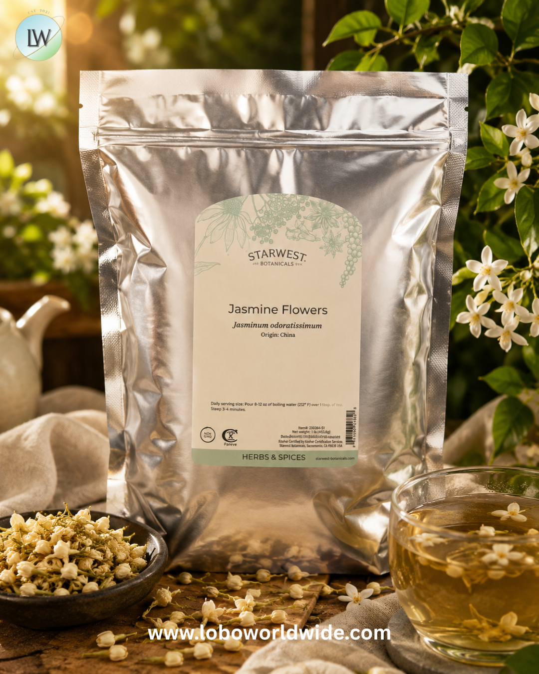 Starwest Botanicals, Jasmine Flowers, 1 lb (453.6 g)