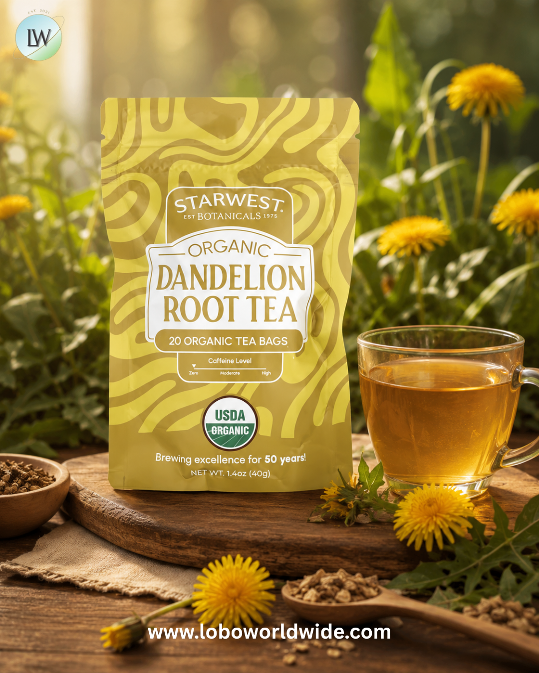 Starwest Botanicals, Organic Dandelion Root Tea, 20 Tea Bags, 1.4 oz (40 g)