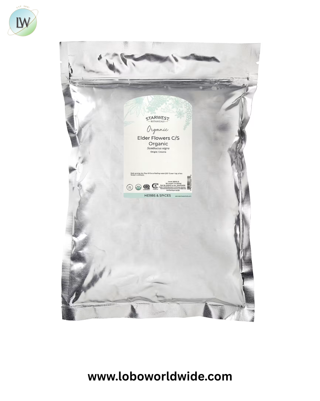 Starwest Botanicals, Organic Elder Flowers, Cut & Sifted, 1 lb (453.6 g)