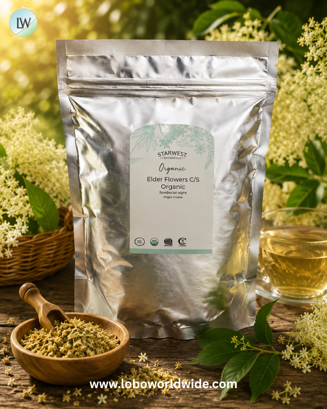 Starwest Botanicals, Organic Elder Flowers, Cut & Sifted, 1 lb (453.6 g)